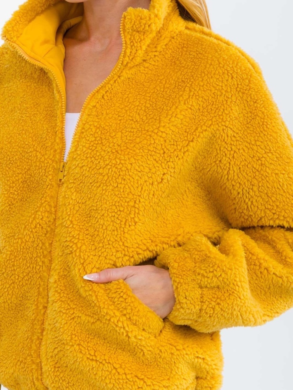 "Akaiv" Women's Long Sleeve Zipper Closure Front Pockets Sherpa Sweater